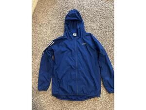 Boys Adidas Blue Hooded Windbreaker Jacket Large